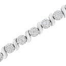 14K White Gold 5 1/4 cttw Diamond S-Link Floral Cluster Tennis Bracelet (I-J Clarity, SI2-I1 Color) - Size 7"-9