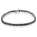 Black Rhodium Plated .925 Sterling Silver 1.0 Cttw Diamond Miracle Tennis Bracelet (Enhanced Blue Color, I3 Clarity) - 7"-7