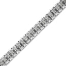 .925 Sterling Silver 1.0 Cttw Rose Cut Diamond Double-Link 7" Tennis Bracelet (I-J Color, I3 Clarity)-3