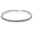 Black Rhodium over .925 Sterling Silver 1.0 Cttw Rose Cut Diamond Double-Link 7" Tennis Bracelet (Blue Color, I1-I2 Clarity)-8