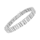 14K White Gold 4 7/8 cttw Baguette & Round Brilliant-Cut Diamond Channel- & Prong-Set Tennis Bracelet (I-J Color, I1-I2 Clarity) - Size 7.25"-6