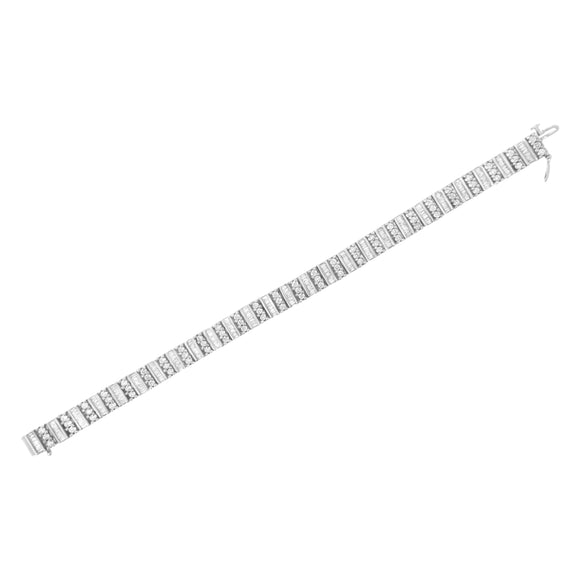 14K White Gold 4 7/8 cttw Baguette & Round Brilliant-Cut Diamond Channel- & Prong-Set Tennis Bracelet (I-J Color, I1-I2 Clarity) - Size 7.25"