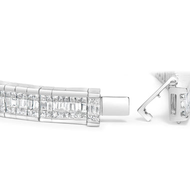 14K White Gold 7 7/8 Cttw Princess and Baguette Diamond Eternity Line Tennis Bracelet (G-H Color, SI1-SI2 Clarity) - 7" Inches - 0