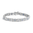 14K White Gold Princess-Cut white and Blue Diamond 3.00 cttw Fashion Link Bracelet (H-I Color, SI1-SI2 Clarity)-5