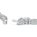 14K White Gold Princess-Cut white and Blue Diamond 3.00 cttw Fashion Link Bracelet (H-I Color, SI1-SI2 Clarity)-6