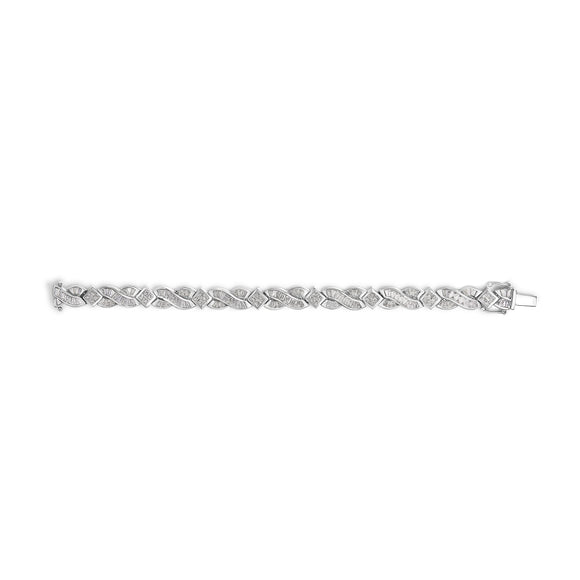 14K White Gold 8 1/5 Cttw Diamond Geometric Twisted Link Bracelet