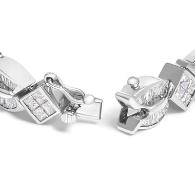 14K White Gold 8 5/8ct Cttw Princess and Baguette Diamond Geometric Twist Link Bracelet (G-H Color, VS1-VS2 Clarity) - 7" - 0