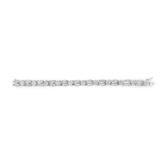14K White Gold 8 5/8ct Cttw Princess and Baguette Diamond Geometric Twist Link Bracelet (G-H Color, VS1-VS2 Clarity) - 7"