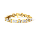 14K Yellow Gold 9 7/8 Cttw Princess and Baguette Diamond Bow and Box Link Tennis Bracelet (G-H Color, VS1-VS2 Clarity) - 7" Inches-1