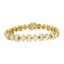 14K Yellow Gold 7.50 Cttw Princess and Baguette Diamond Geometric Link Bracelet-6