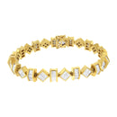 14K Yellow Gold 7.50 Cttw Princess and Baguette Diamond Geometric Link Bracelet-7