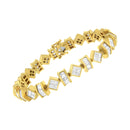 14K Yellow Gold 7.50 Cttw Princess and Baguette Diamond Geometric Link Bracelet-8