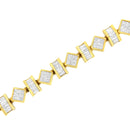 14K Yellow Gold 7.50 Cttw Princess and Baguette Diamond Geometric Link Bracelet-9