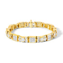 14K Yellow Gold 9.0 Cttw Diamond Alternating Bow and Box Link Bracelet (G-H Color, VS1-VS2 Clarity)- 7"-8