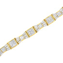 14K Yellow Gold 9.0 Cttw Diamond Alternating Bow and Box Link Bracelet (G-H Color, VS1-VS2 Clarity)- 7"-12