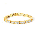 14K Yellow Gold 7.0 Cttw Baguette Cut Diamond Alternating Box and Wave Link Bracelet (G-H Color, VS1-VS2 Clarity) - 7" Inches-1