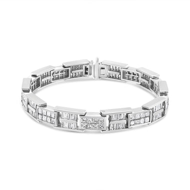 14K White Gold 10 5/8 Cttw Diamond Panel Link Bracelet  - 7" Inches - 0
