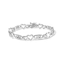925 Sterling Silver 1/5 Cttw Diamond Double Heart Link Bracelet (I-J Color, I3 Clarity) - 7.25" Inches-1