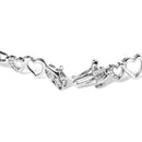 925 Sterling Silver 1/5 Cttw Diamond Double Heart Link Bracelet (I-J Color, I3 Clarity) - 7.25" Inches-2
