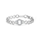 .925 Sterling Silver 1.00 Cttw Diamond Interlinking Open Circle Link Bracelet-1