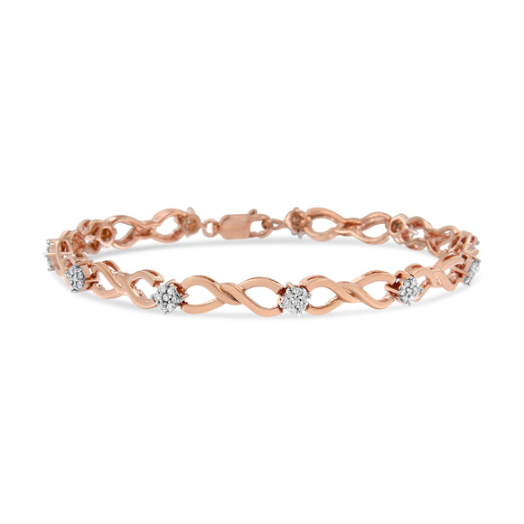 10K Rose Gold Plated .925 Sterling Silver 1/2 Cttw Diamond Infinity Link Tennis Bracelet (H-I Color, I2-I3 Clarity) -7â€