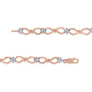 10K Rose Gold 1/2 cttw Diamond Cluster and Infinity Weave Link Bracelet (H-I Color, I2-I3 Clarity) - Size 7"-10