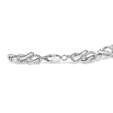 .925 Sterling Silver 1.0 Cttw Diamond Infinity Loop and Swirl Link Bracelet (I-J Color, I2-I3 Clarity) - 7.25" Inches - 0