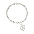 .925 Sterling Silver Open Heart with Center Vertical Infinity Chain Charm Bracelet - Size 7"-4