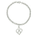.925 Sterling Silver Open Heart with Center Vertical Infinity Chain Charm Bracelet - Size 7"-5