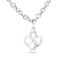 .925 Sterling Silver Open Heart with Center Vertical Infinity Chain Charm Bracelet - Size 7"-6