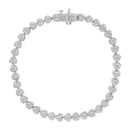 .925 Sterling Silver 1.0 Cttw Miracle Set Diamond Heart-Link 7" Tennis Bracelet (I-J Color, I2-I3 Clarity)-9