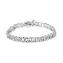 10k White Gold 2 cttw Diamond Fan-Shaped Link Tennis Bracelet (I-J Clarity, I3 Color) - Size 7.25"-5