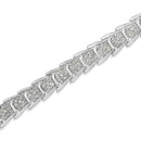 10k White Gold 2 cttw Diamond Fan-Shaped Link Tennis Bracelet (I-J Clarity, I3 Color) - Size 7.25"-8