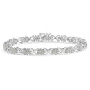 .925 Sterling Silver 1-1/2 Cttw Diamond Cluster X Link 7" Tennis Bracelet (I-J color, I3 clarity)-5