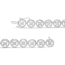 .925 Sterling Silver 1/2 Cttw Diamond Nested Circle Miracle Set Open Wheel 7" Fashion Link Bracelet (I-J Color, I3 Clarity)-8