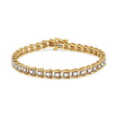 14K Yellow Gold Plated .925 Sterling Silver 2.00 Cttw Miracle Set Diamond Wave Link Bracelet (L-M Color, I2-I3 Clarity) - Size 7.25"-8