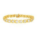 10K Yellow Gold Plated Sterling Silver 2 cttw Diamond "XOXO" Bracelet (J-K Clarity, I1-I2 Color) - Size 7.25"-6