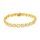 10K Yellow Gold Plated Sterling Silver 2 cttw Diamond "XOXO" Bracelet (J-K Clarity, I1-I2 Color) - Size 7.25"-7