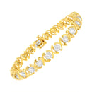 10K Yellow Gold Plated Sterling Silver 2 cttw Diamond "XOXO" Bracelet (J-K Clarity, I1-I2 Color) - Size 7.25"-8