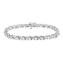 .925 Sterling Silver 1 cttw Brilliant Round-Cut Diamond "X" Link Bracelet (I-J Clarity, I2-I3 Color) - Size 7"-6