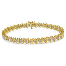 10K Yellow Gold Plated .925 Sterling Silver 7.0 cttw 2-Prong Set Round Brilliant Cut Diamond "S" Link Bracelet (J-K color, I1-I2 clarity) - 7"-8