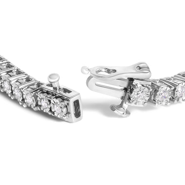 .925 Sterling Silver 3.0 Cttw Lab Grown Diamond Illusion-Set Miracle Plate Tennis Bracelet - 0