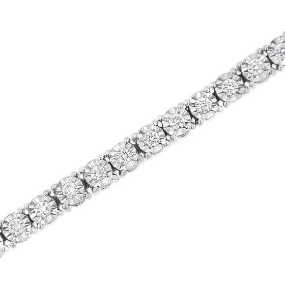 .925 Sterling Silver 3.0 Cttw Lab Grown Diamond Illusion-Set Miracle Plate Tennis Bracelet