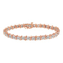 Two-Tone 10K Yellow Gold over .925 Sterling Silver 1.0 Cttw Diamond S-Curve Link Miracle-Set Tennis Bracelet (I-J Color, I3 Clarity) - 7"-17