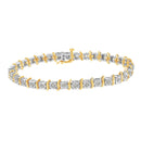Two-Tone 10K Yellow Gold over .925 Sterling Silver 1.0 Cttw Diamond S-Curve Link Miracle-Set Tennis Bracelet (I-J Color, I3 Clarity) - 7"-10