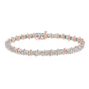 Two-Tone 10K Yellow Gold over .925 Sterling Silver 1.0 Cttw Diamond S-Curve Link Miracle-Set Tennis Bracelet (I-J Color, I3 Clarity) - 7"-18