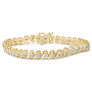 14K Yellow Gold Plated .925 Sterling Silver 1/2 Cttw Round Miracle-Set Diamond S-Curve Tennis Bracelet (I-J Color, I3 Clarity) - 7"-4
