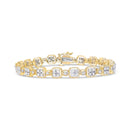 10K White Gold 2.0 Cttw Diamond Square Link Bracelet (J-K Color, I2-I3 Clarity) - Size 7.25"-12