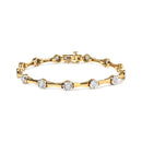 10K Yellow Gold Plated .925 Sterling Silver 1.0 Cttw Miracle Set Diamond Bezel Style Station Link Bracelet (H-I Color, I3 Clarity) - Size 7"-5