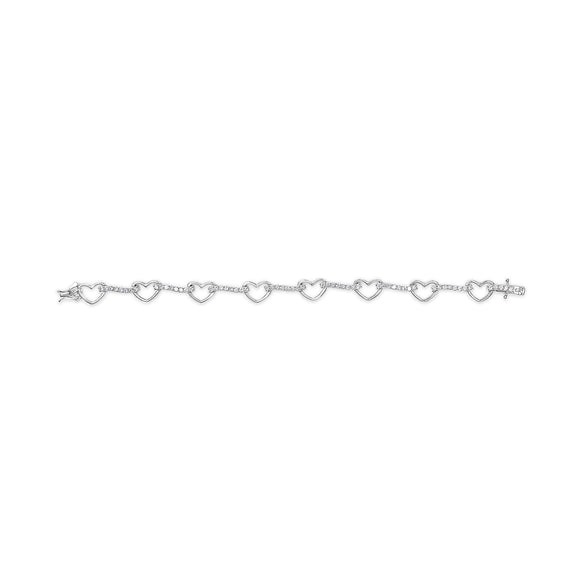 10K White Gold 2.0 Cttw Diamond Heart Link Bracelet